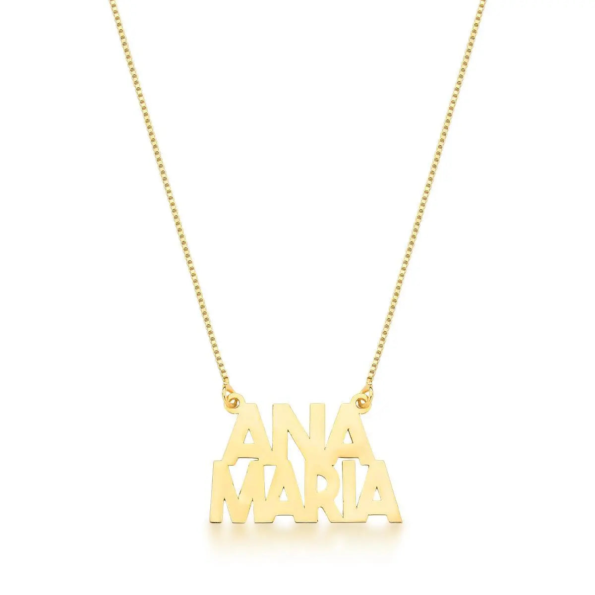 Gargantilha Folheada a Ouro Personalizada Nome com Até 16 Letras