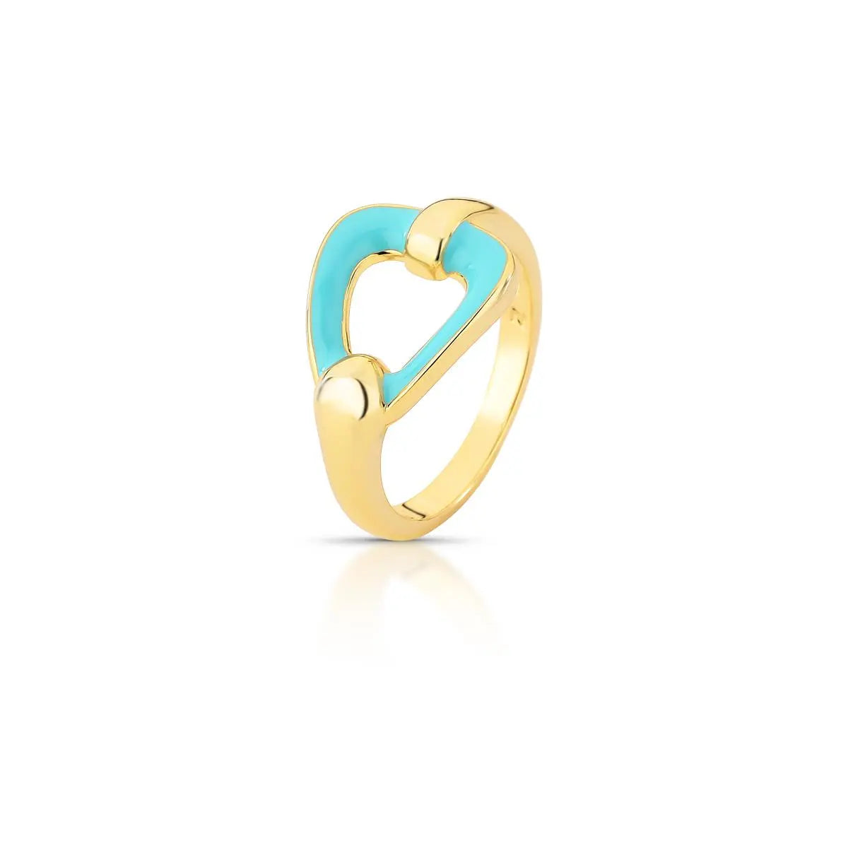 Anel Folheado a Ouro de Gota Esmaltado e Vazado