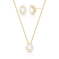Conjunto Brinco e Colar com Cristal de Gota e Zircônias