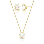 Conjunto Brinco e Colar com Cristal de Gota e Zircônias