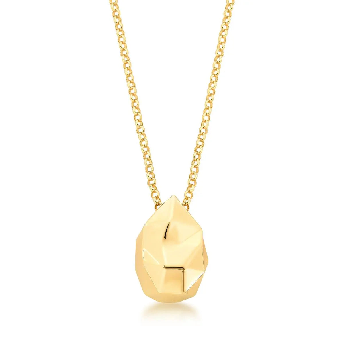 Colar Folheado a Ouro com Pingente de Gota Facetado e Abaulado