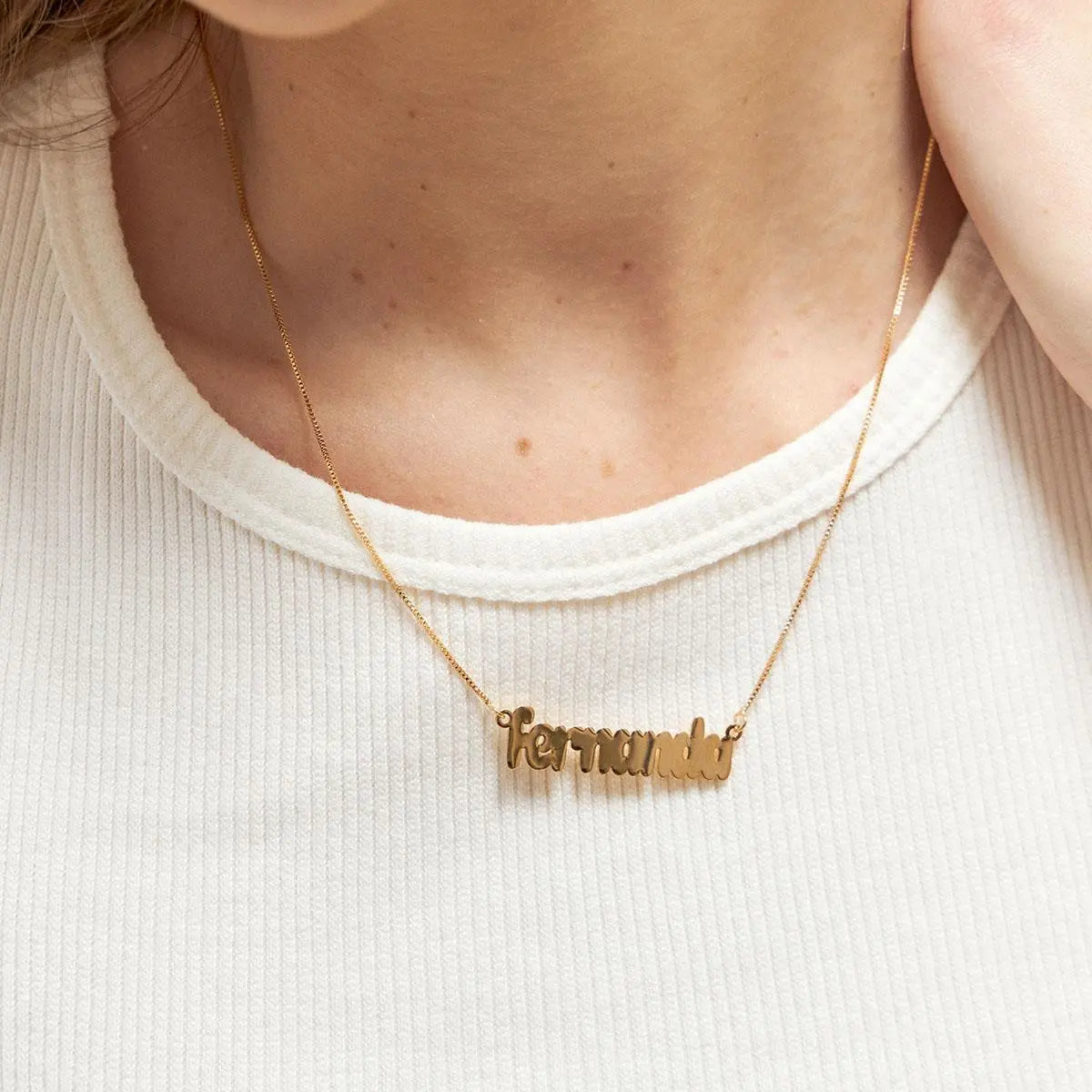 Gargantilha Folheada a Ouro Personalizada Nome com Até 9 Letras