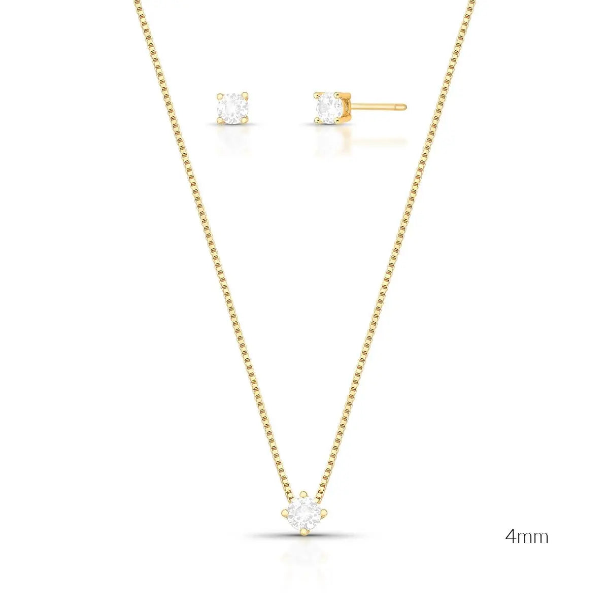 Conjunto Brinco e Colar com Pingente Ponto de Luz