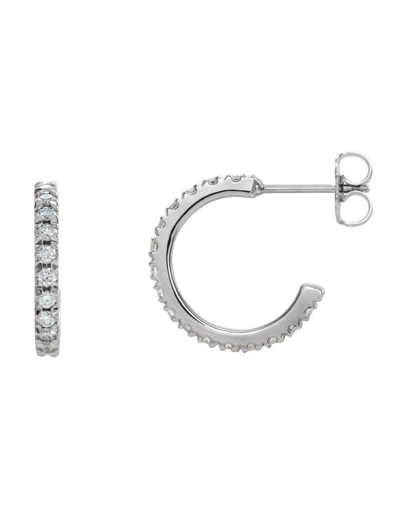 Brinco de Aro com Cravação Francesa em Ouro 14k com Diamantes Naturais