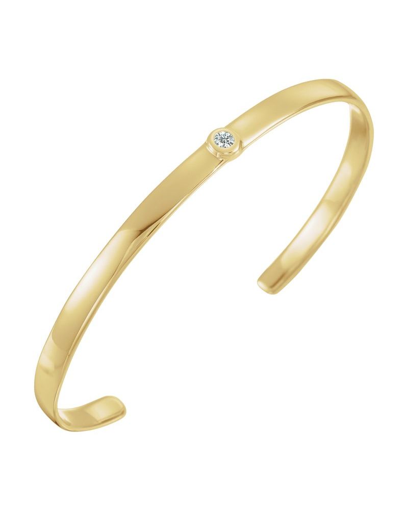 Bracelete com Cravação Bezel em Ouro 14k com Diamantes Naturais