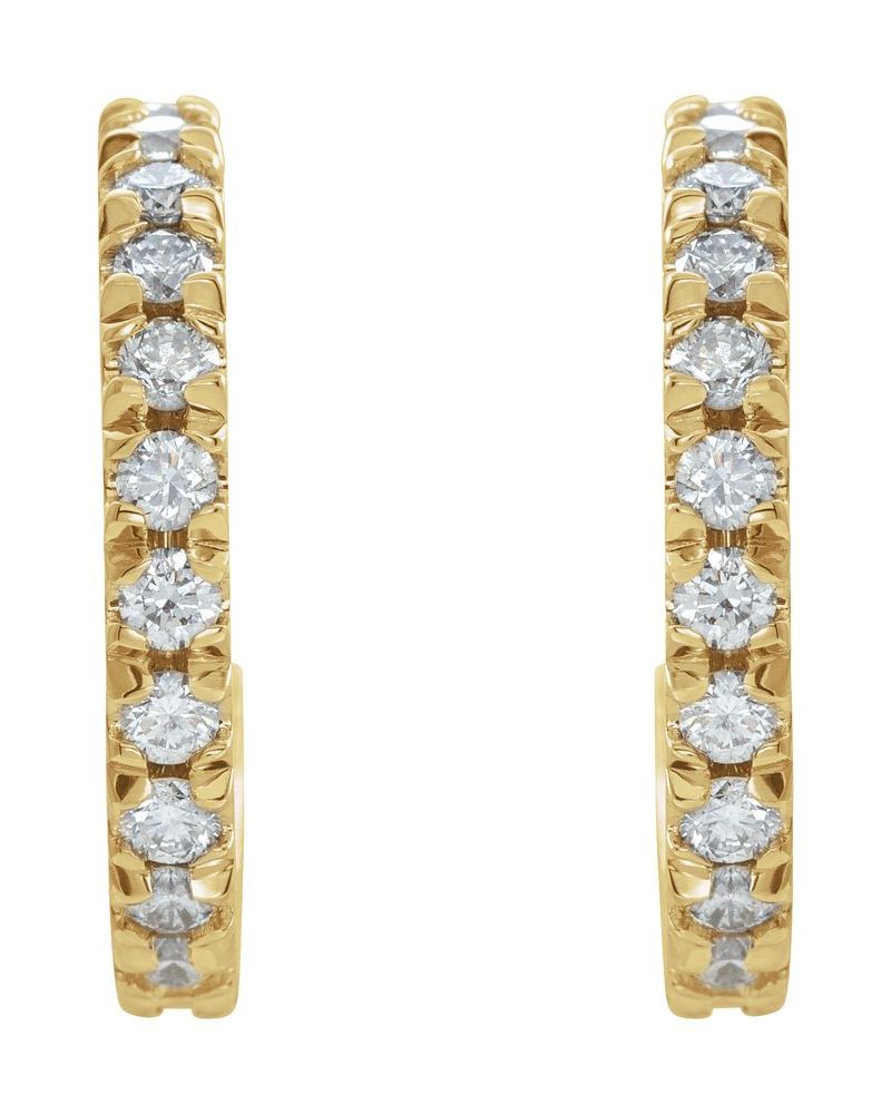 Brinco de Aro com Cravação Francesa em Ouro 14k com Diamantes Naturais