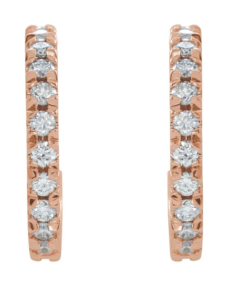Brinco de Aro com Cravação Francesa em Ouro 14k com Diamantes Naturais