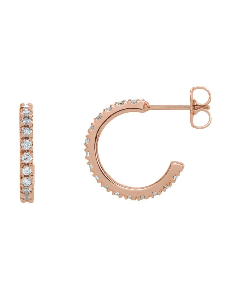 Brinco de Aro com Cravação Francesa em Ouro 14k com Diamantes Naturais