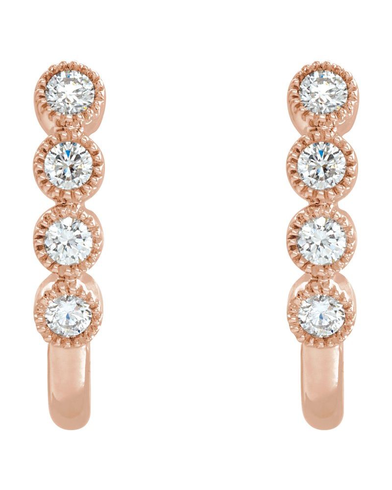 Brinco Meia Argola Cravejado em Ouro 14k com Diamantes Naturais – Modelo 5