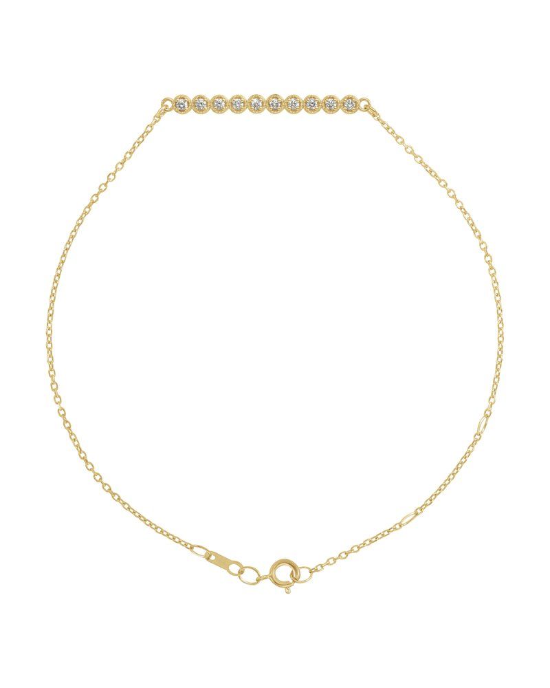 Pulseira Barra Cravejada em Ouro 14k com Diamantes Naturais – Modelo 2