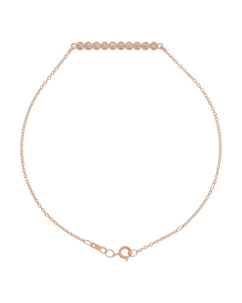Pulseira Barra Cravejada em Ouro 14k com Diamantes Naturais – Modelo 2