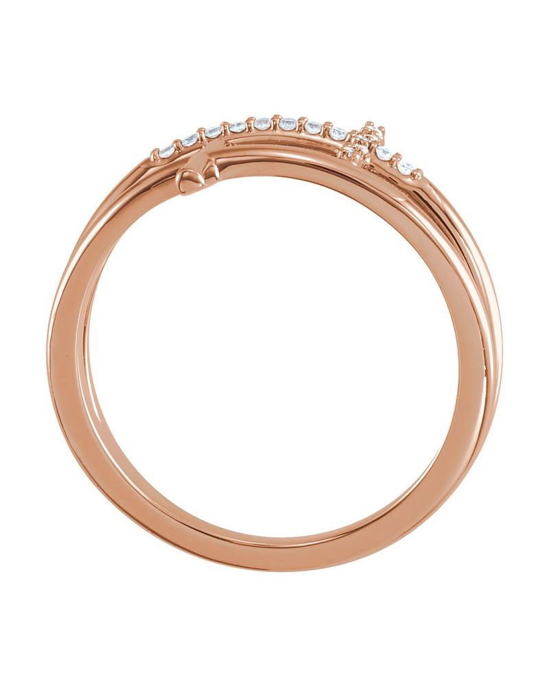 Anel Cruz Horizontal em Ouro 14k com Diamantes Naturais