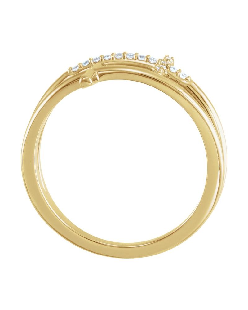 Anel Cruz Horizontal em Ouro 14k com Diamantes Naturais