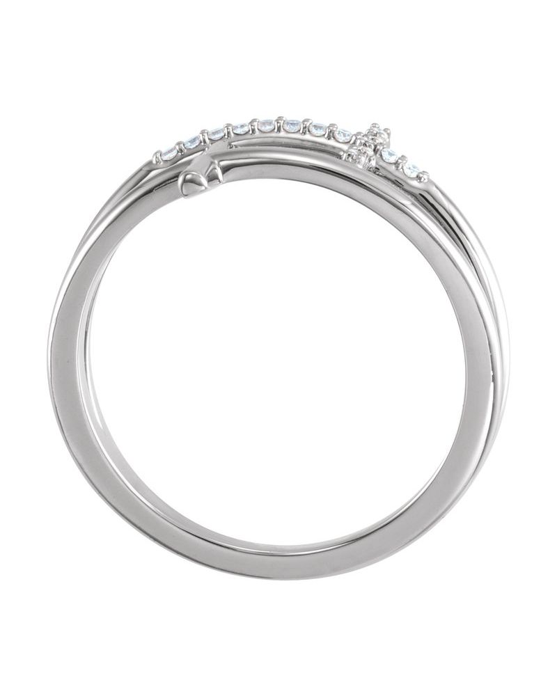 Anel Cruz Horizontal em Ouro 14k com Diamantes Naturais