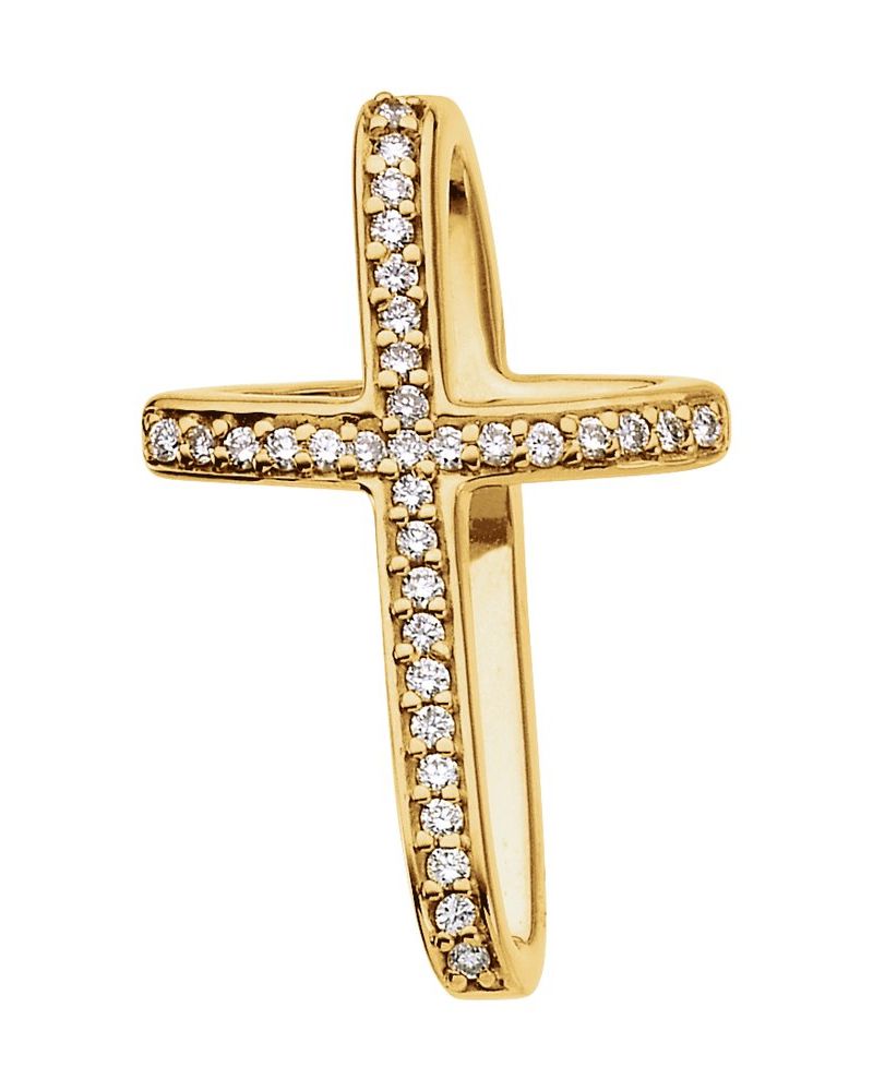 Pingente Cruz em Ouro 14k com Diamantes Naturais – Modelo 25