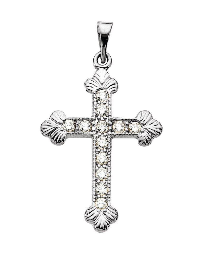 Pingente Cruz Cravejado em Ouro 14k com Diamantes Naturais – Modelo 36