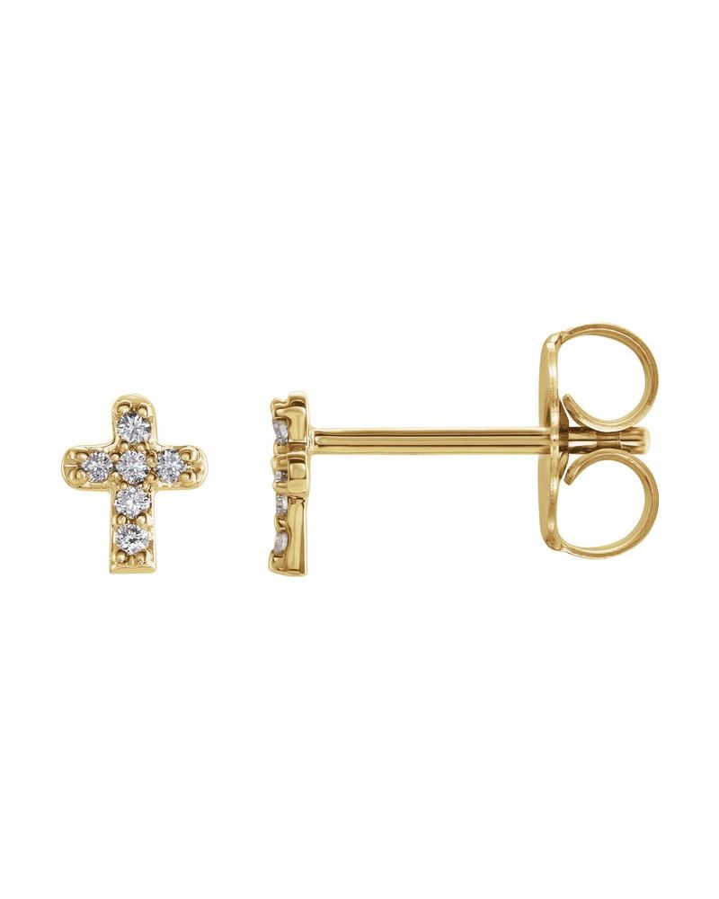 Brinco Cruz Infantil em Ouro 14k com Diamantes Naturais
