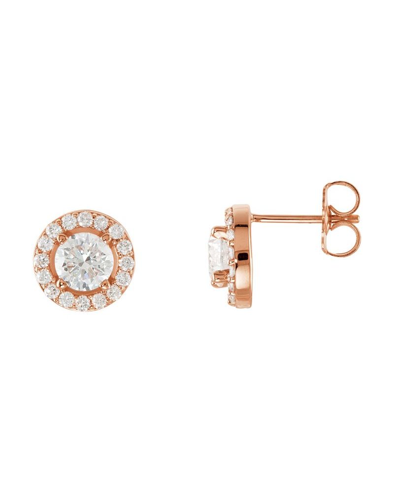 Brinco Redondo Quatro Garras Halo em Ouro 14k com Diamantes de Laboratório