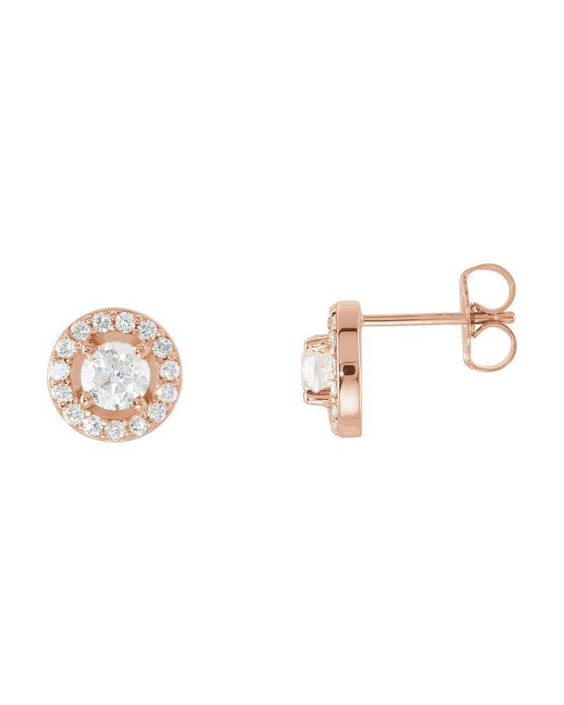 Brinco Redondo Quatro Garras Halo em Ouro 14k com Diamantes de Laboratório