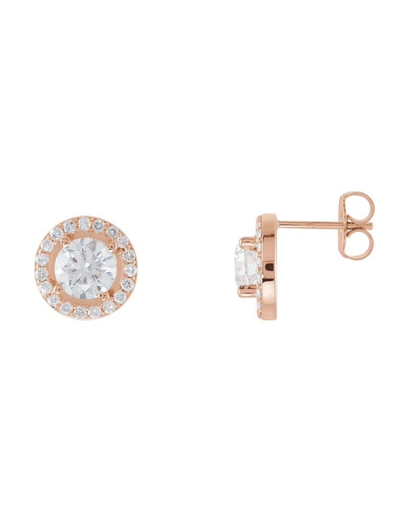 Brinco Redondo Quatro Garras Halo em Ouro 14k com Diamantes de Laboratório