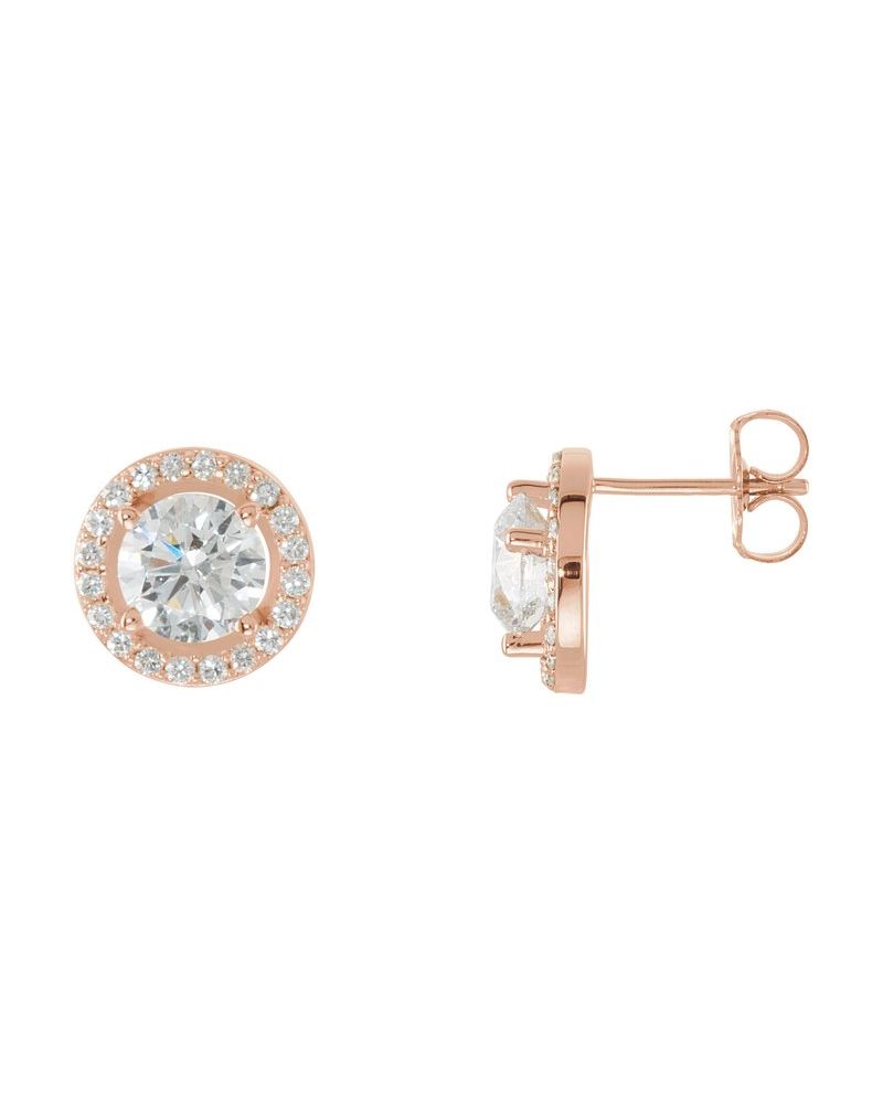 Brinco Redondo Quatro Garras Halo em Ouro 14k com Diamantes de Laboratório