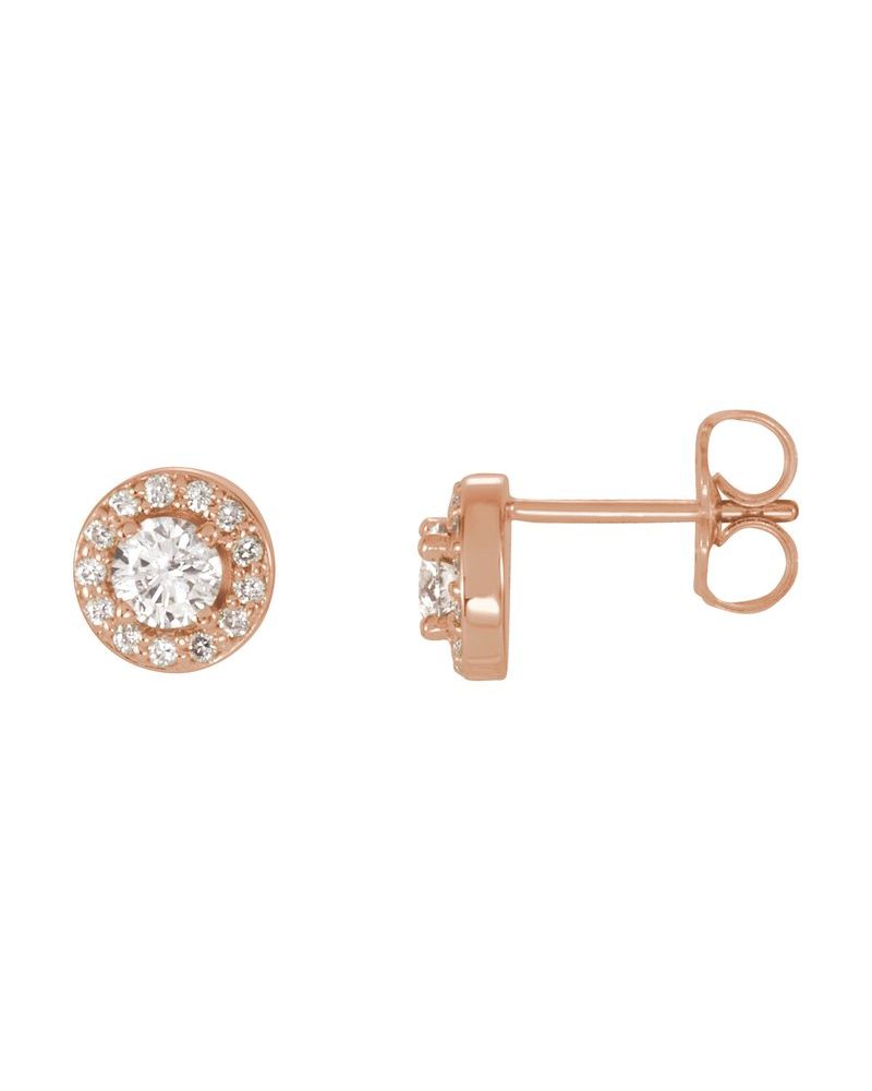 Brinco Redondo Quatro Garras Halo em Ouro 14k com Diamantes de Laboratório