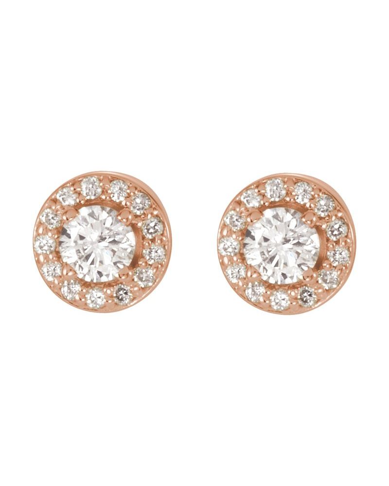 Brinco Redondo Quatro Garras Halo em Ouro 14k com Diamantes de Laboratório