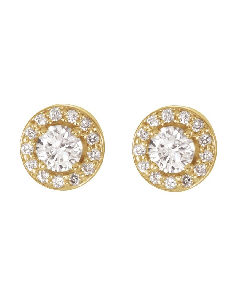 Brinco Redondo Quatro Garras Halo em Ouro 14k com Diamantes de Laboratório