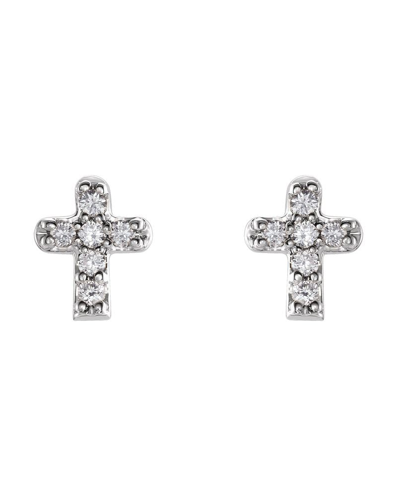 Brinco Cruz Infantil em Ouro 14k com Diamantes Naturais
