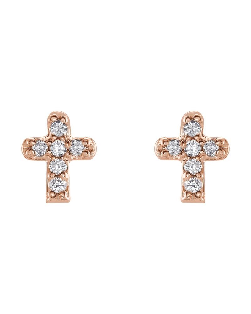 Brinco Cruz Infantil em Ouro 14k com Diamantes Naturais
