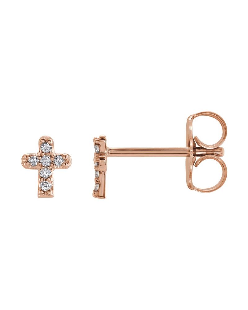 Brinco Cruz Infantil em Ouro 14k com Diamantes Naturais