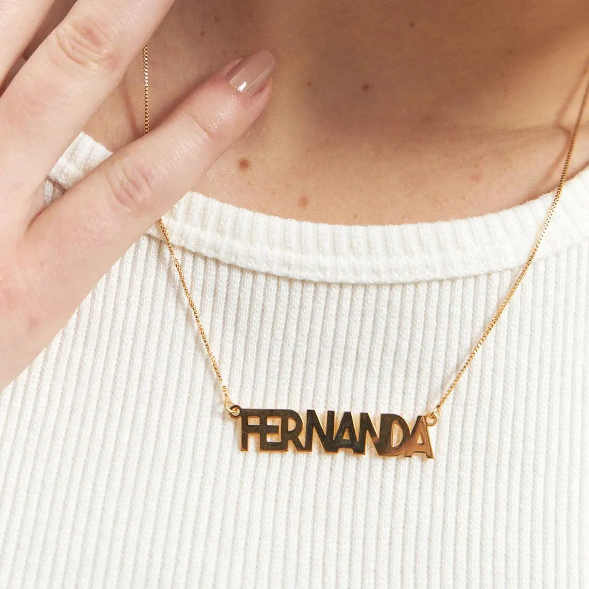 Gargantilha Folheada a Ouro Personalizada Nome com Até 9 Letras