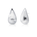 Brinco Folheado a Ródio Acetinado de Gota Liso Acetinado