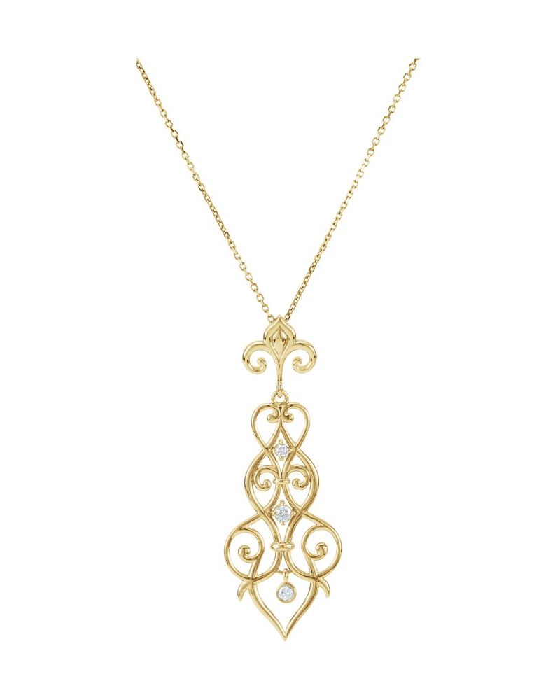 Colar Flor-de-lis em Ouro 14k com Diamantes Naturais – Modelo 6
