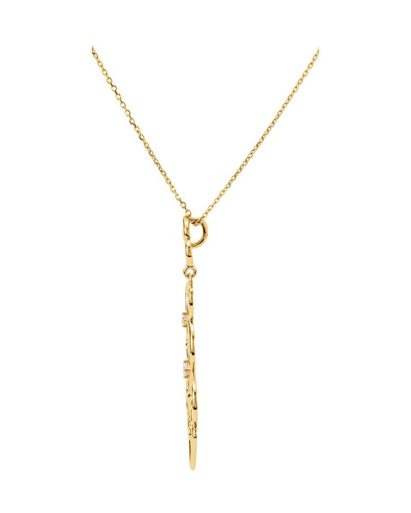 Colar Flor-de-lis em Ouro 14k com Diamantes Naturais – Modelo 6