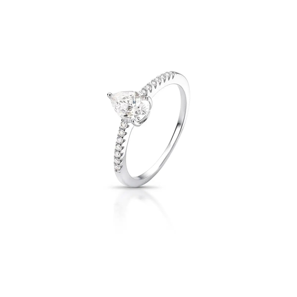 Anel de Prata 925 de Gota em Pedra Moissanite 5x7mm