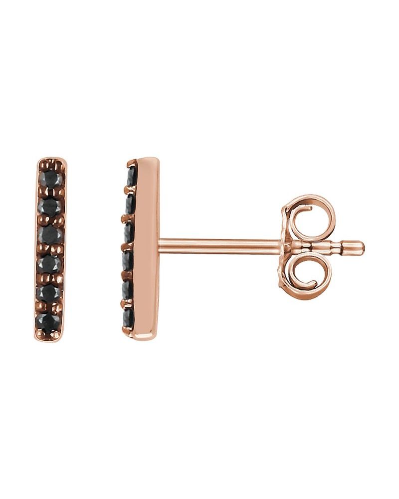 Brinco Barra em Ouro 14k com Diamantes Negros