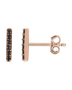 Brinco Barra em Ouro 14k com Diamantes Negros