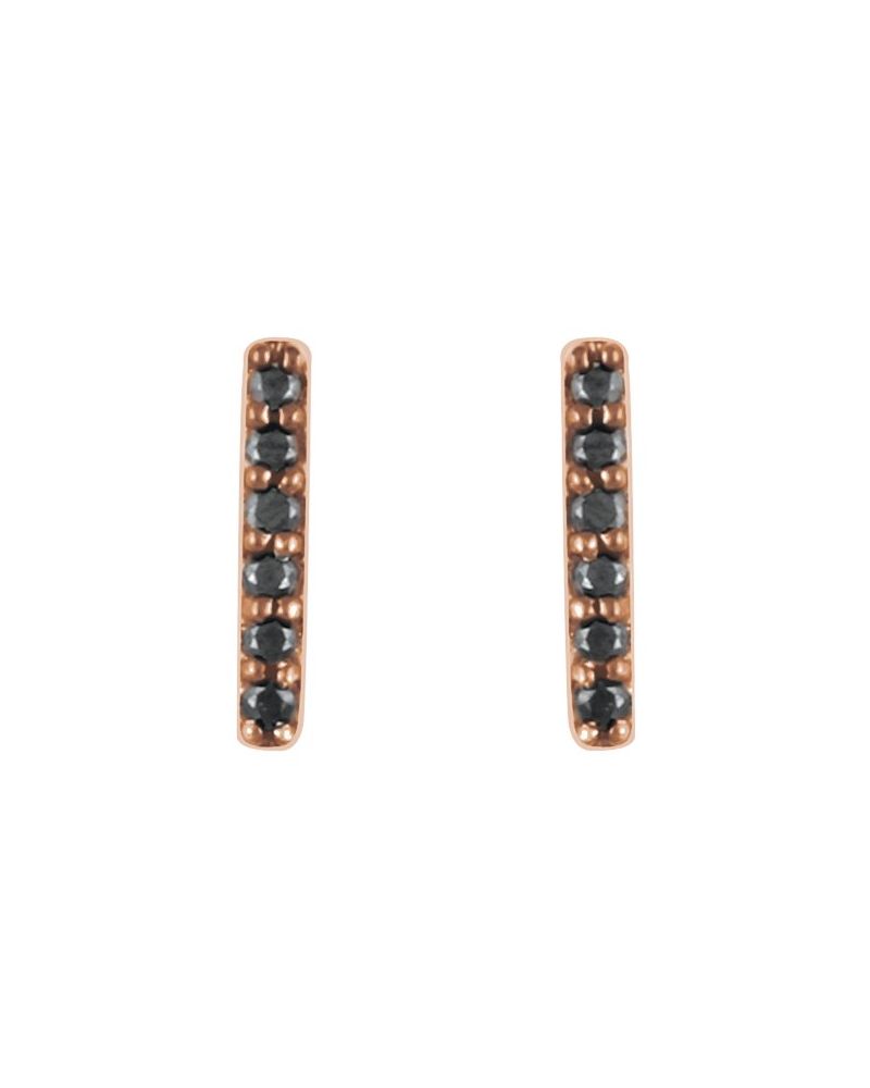 Brinco Barra em Ouro 14k com Diamantes Negros