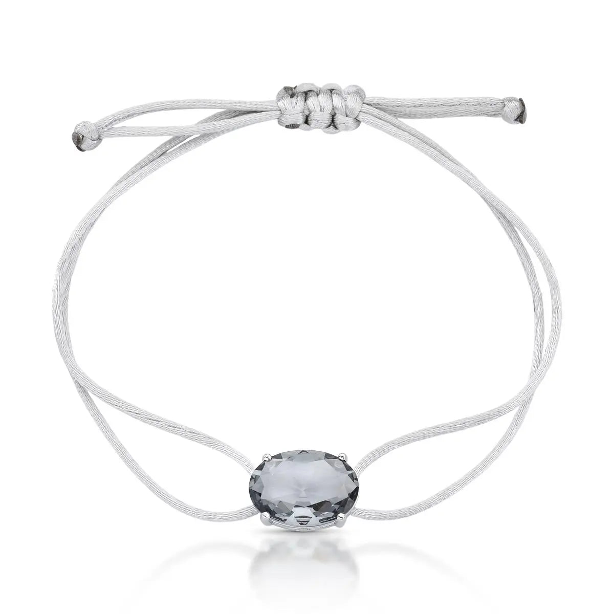 Pulseira de Prata 925 Regulável em Fio Encerado com Cristal
