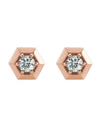 Brinco Redondo Três Garras Geométrico em Ouro 14k com Diamantes Naturais