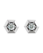 Brinco Redondo Três Garras Geométrico em Ouro 14k com Diamantes Naturais
