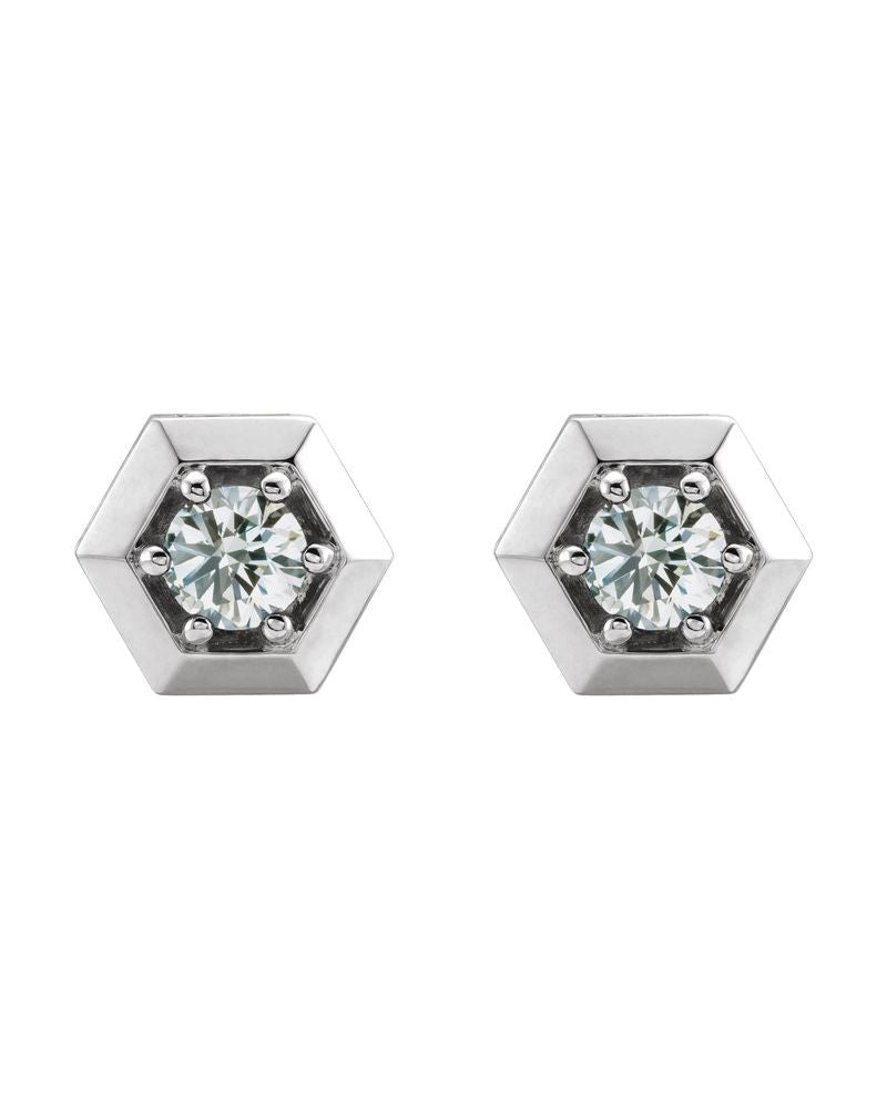 Brinco Redondo Três Garras Geométrico em Ouro 14k com Diamantes Naturais