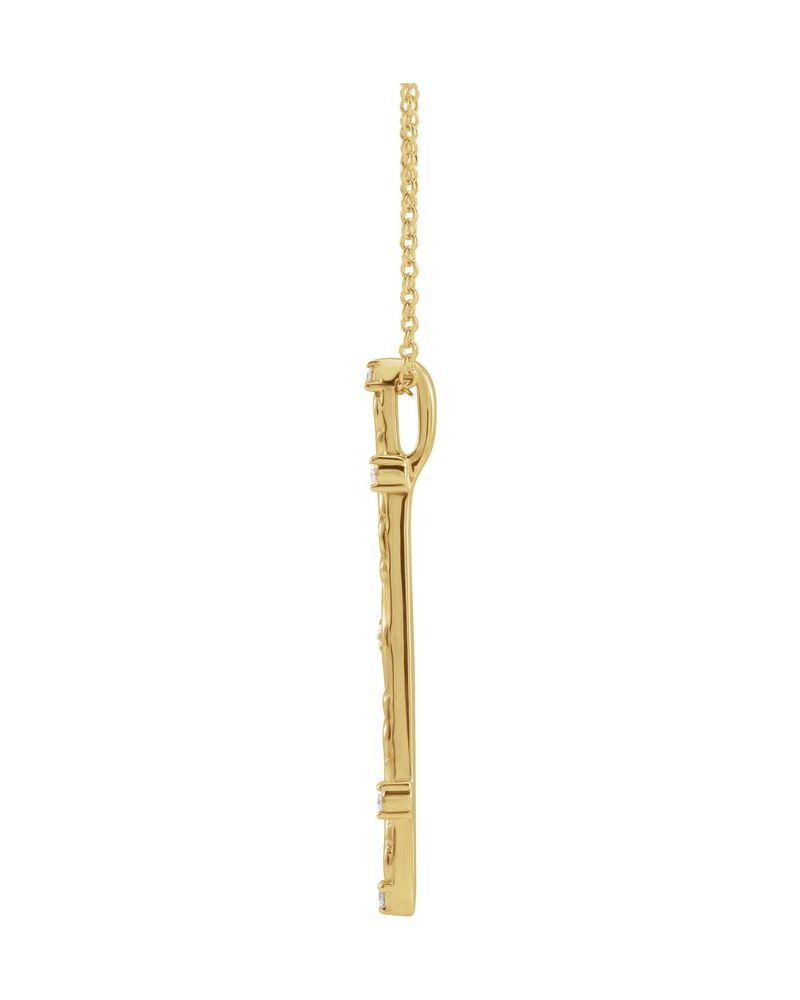 Colar Barra Vintage em Ouro 14k com Diamantes Naturais