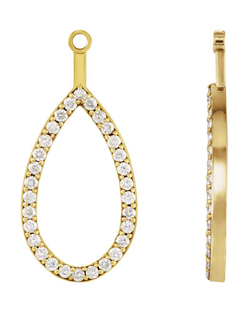 Jaqueta para Brinco Gota em Ouro 14k com Diamantes Naturais