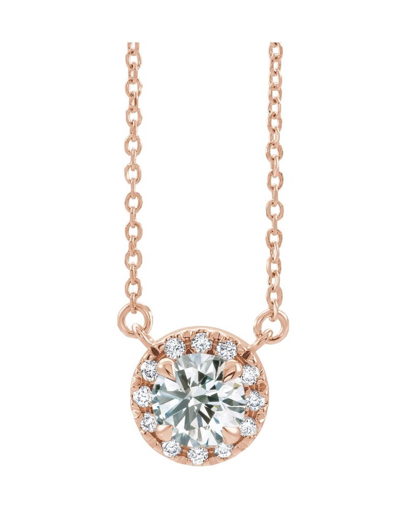 Colar com Cravação Francesa Halo em Ouro 14k com Diamantes de Laboratório