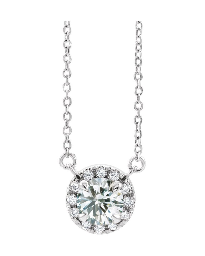 Colar com Cravação Francesa Halo em Ouro 14k com Diamantes de Laboratório