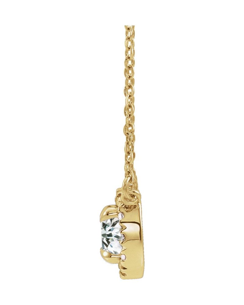 Colar com Cravação Francesa Halo em Ouro 14k com Diamantes de Laboratório