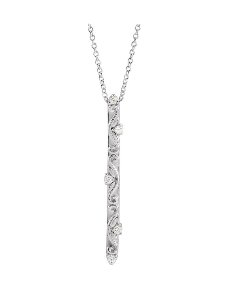 Colar Barra Vintage em Ouro 14k com Diamantes Naturais