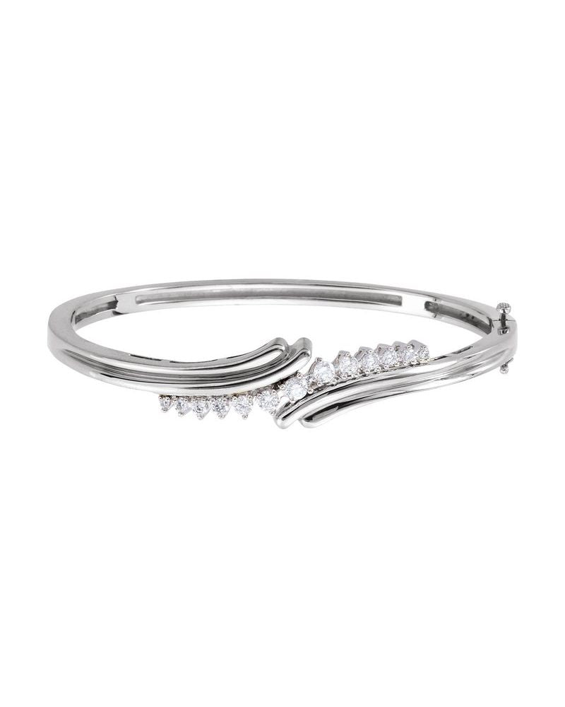 Bracelete Rígido com Dobradiça Cravejado em Ouro 14k com Diamantes Naturais – Modelo 2